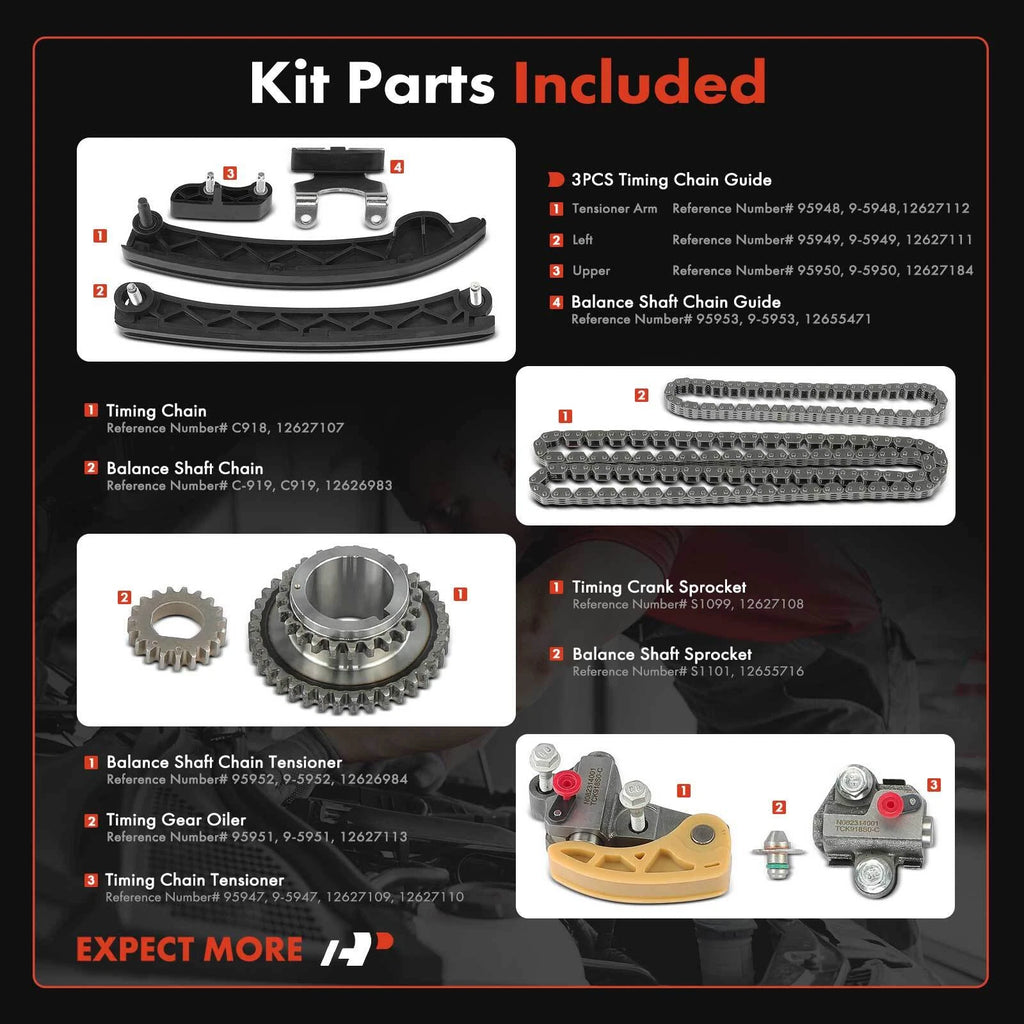 Timing Chain Kit for Chevrolet Equinox (2018–2020), Malibu (2013–2021), Traverse (2018–2021)