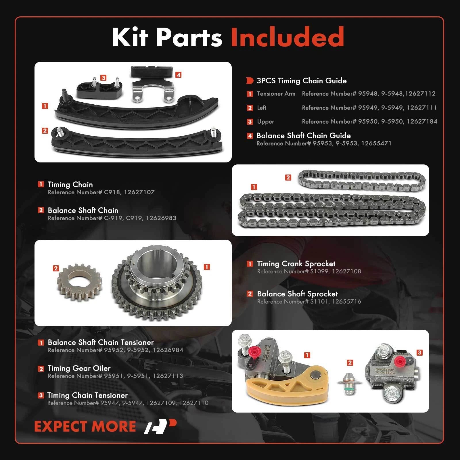 Timing Chain Kit for Chevrolet Equinox (2018–2020), Malibu (2013–2021), Traverse (2018–2021)