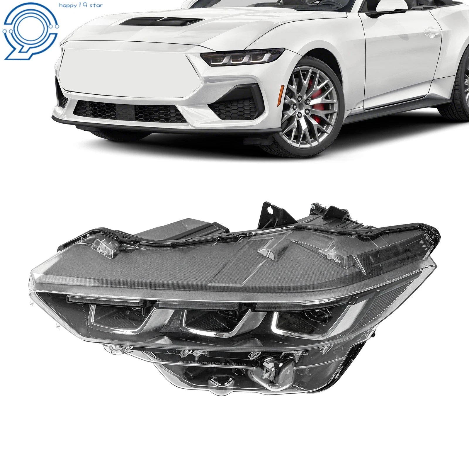 Full LED Headlight for Ford Mustang (2024–2026) Left Side, Black Style
