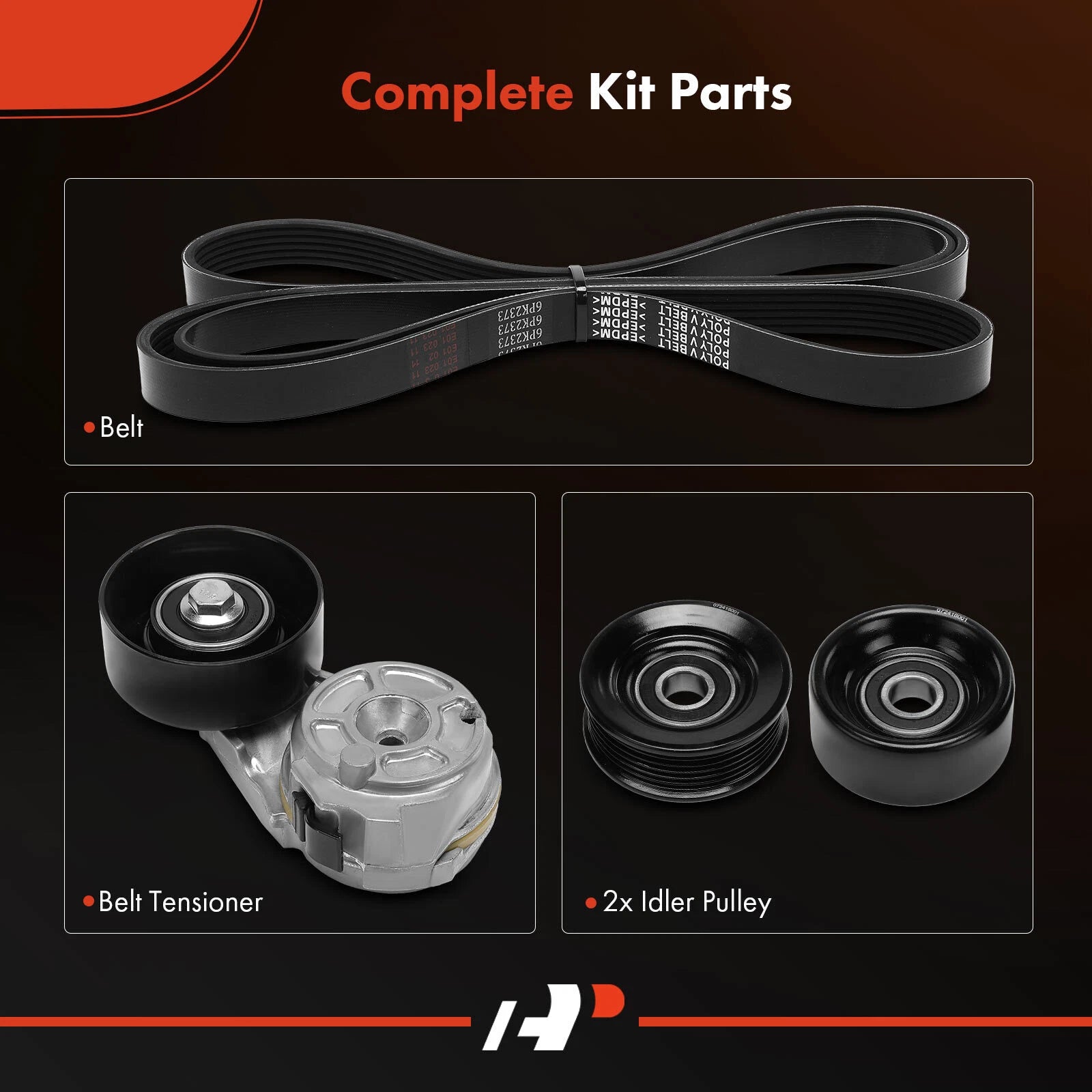 Set of 4 Serpentine Belt Drive Components for Ford Mustang (2000–2002)
