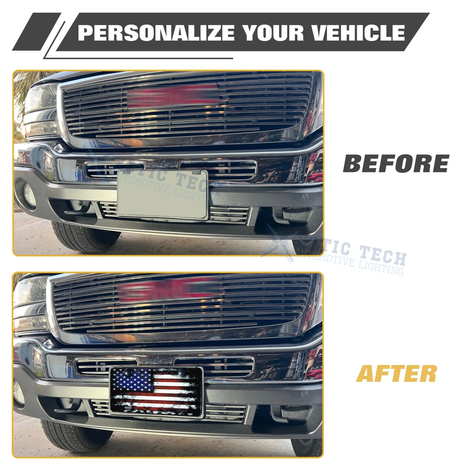 Distressed American Front Flag License Plate for Universal Fit (Red Blue)