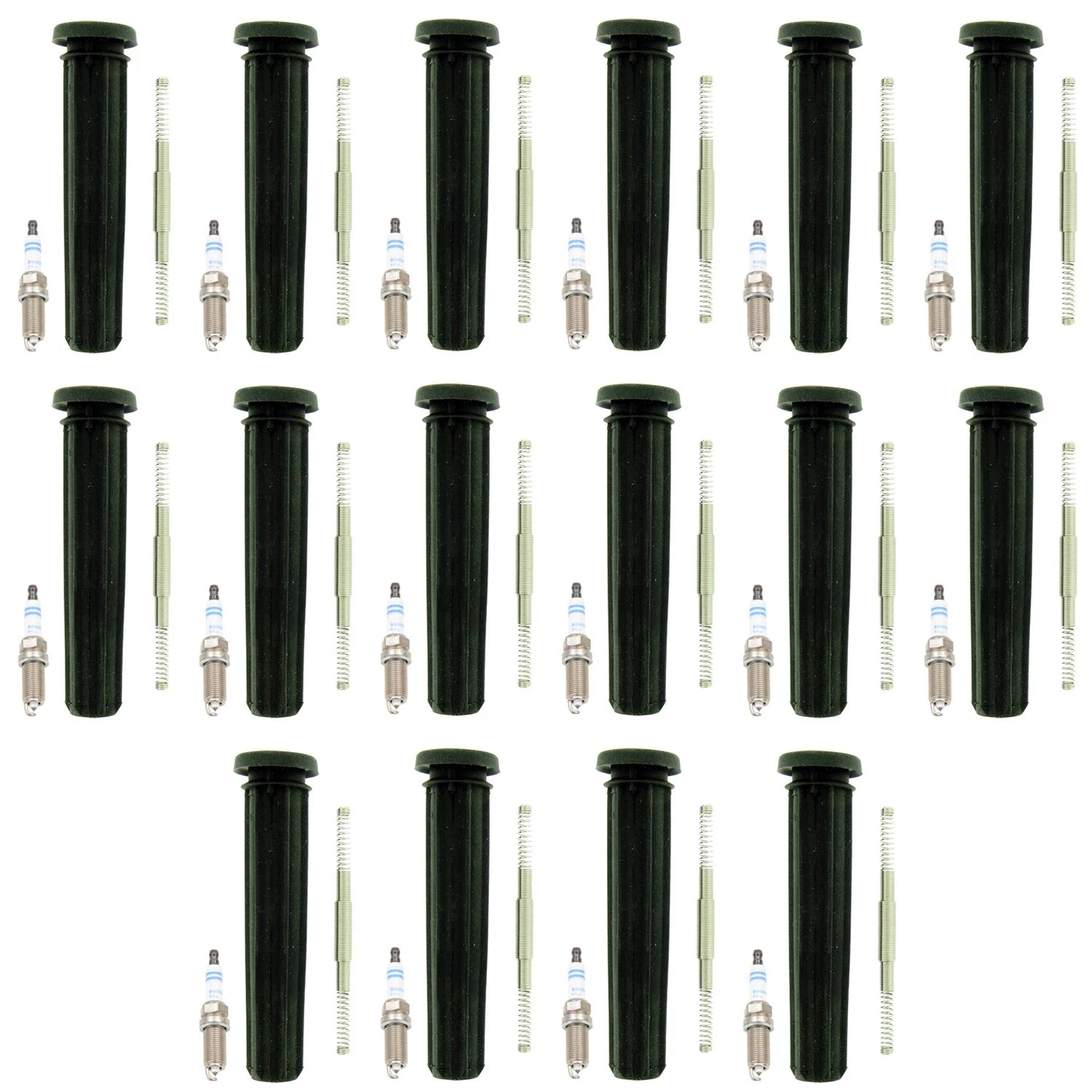 Set of 16 Platinum Spark Plugs & NGK Coil Boots for RAM 2500 3500 (2003–2023)