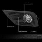 Front Fog Light Lamp Set for Nissan Altima (2016–2018) - Clear Lens, Bezel, Switch