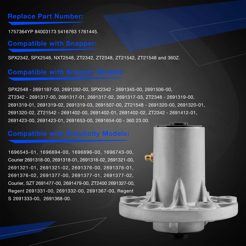 1757364YP Deck Spindle for Simplicity Snapper ZT21542 NXT2548 SPX2342
