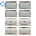 Set of 4 Full Size Hotel Pans 4" Deep with Lids Stainless Steel