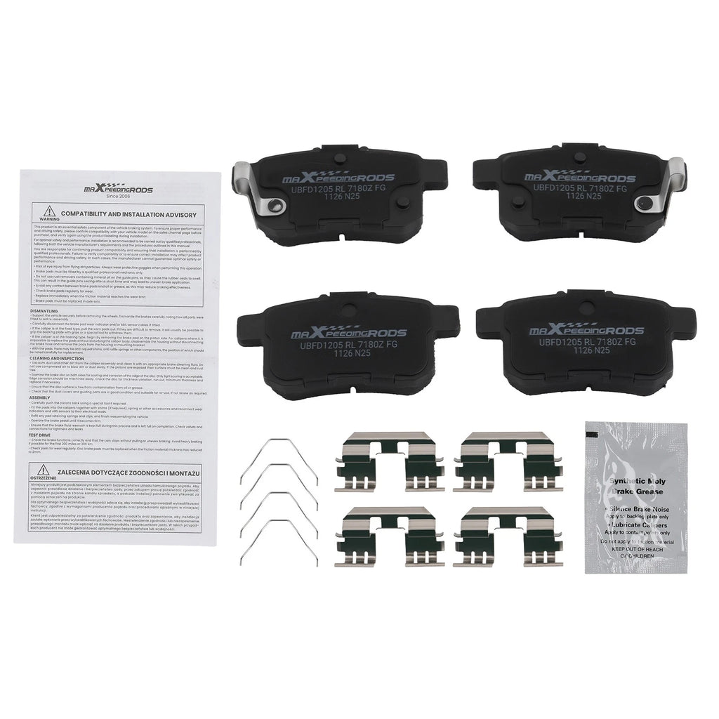 Set of Rear Ceramic Brake Pads for Acura TSX (2009–2014) / Honda Accord (2008–2017)