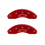 Front Red Bowtie Caliper Covers for 2012-2020 Chevrolet Sonic by MGP