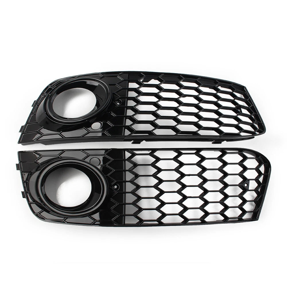 1 Pair Fog Light Cover Black Honeycomb Mesh for Audi A4 B8 (2009–2012)