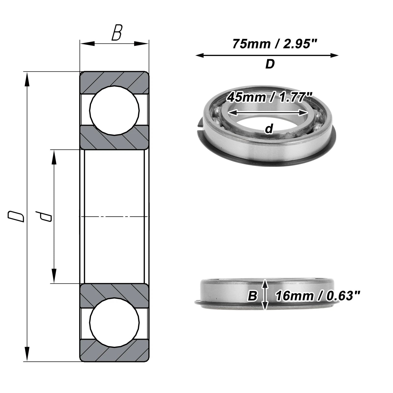 Deep Groove Ball Bearing P5 for Scooter Skateboard Wheel (6009NR)