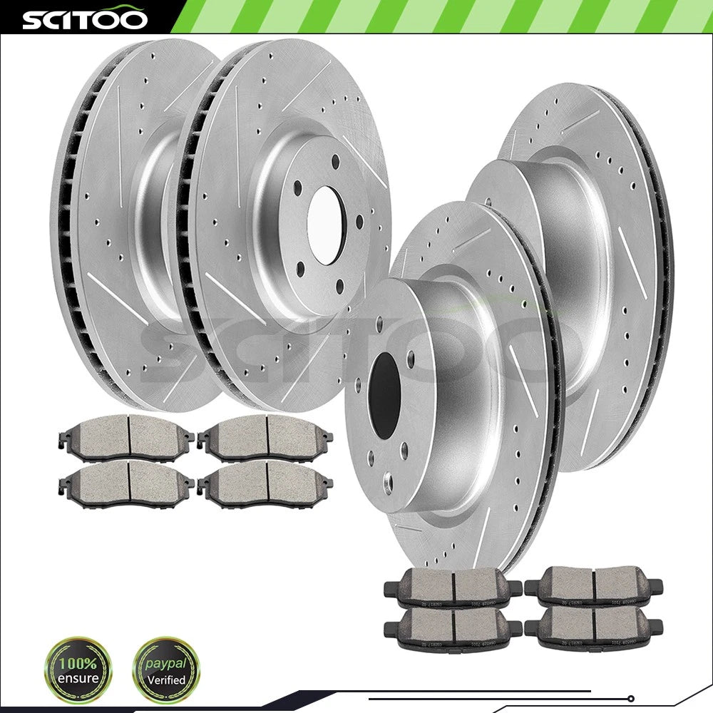 Front & Rear Brake Rotors + Ceramic Brake Pads for Infiniti G25 G35 (2007–2013)