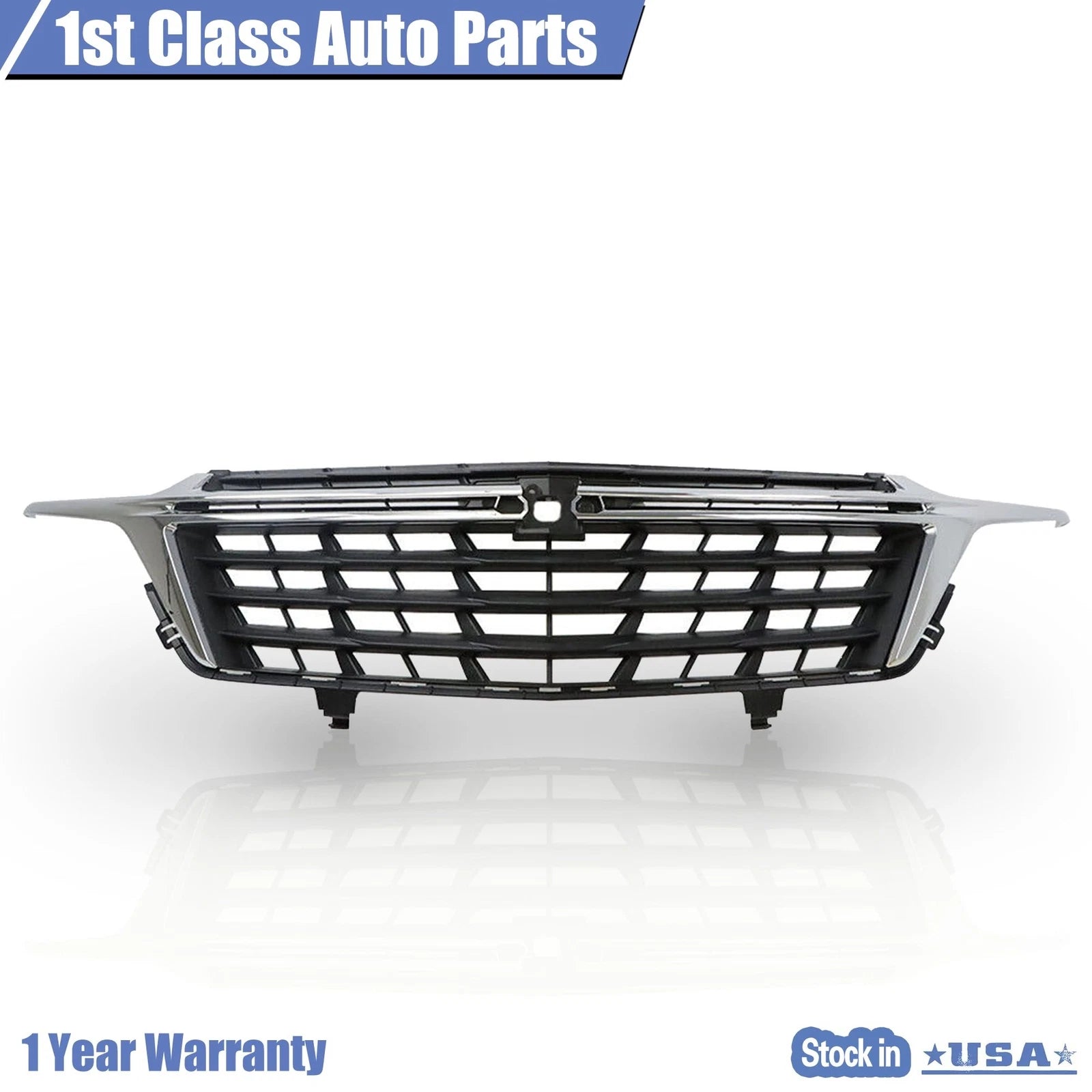 Black Front Bumper Upper Grille Chrome Trim for Chevy Equinox (2022-2023)