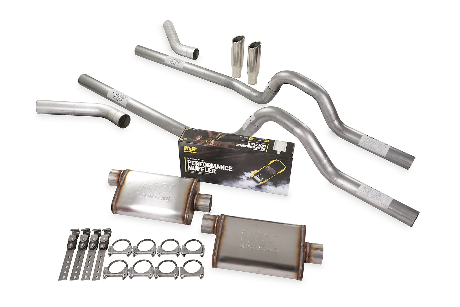 Dual Exhaust Kit for 62-66 Ford F-Series 2.5" Stainless Corner Exit