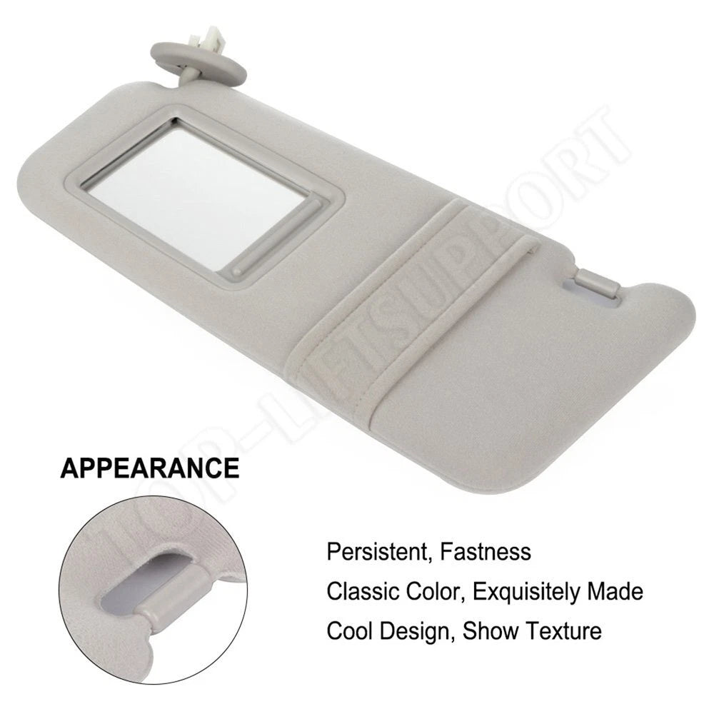 Left Driver Side Sun Visor for Toyota Venza (2009–2016) Light Gray
