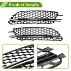 1 Pair Fog Light Grills for Audi A6 C7 (2012–2018) Black Silver Honeycomb