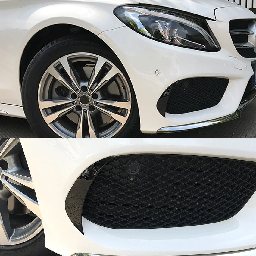 Gloss Black Front Bumper Canards for Benz C-Class AMG-Line W205 (2015–2019)