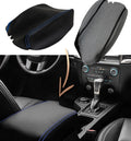 Leather Console Lid Armrest Cover for Ford Ranger (2019–2020) Blue Stitch