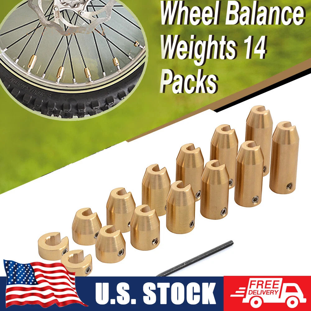14x Reusable Brass Wheel Spoke Balance Weight Kit for Universal Use