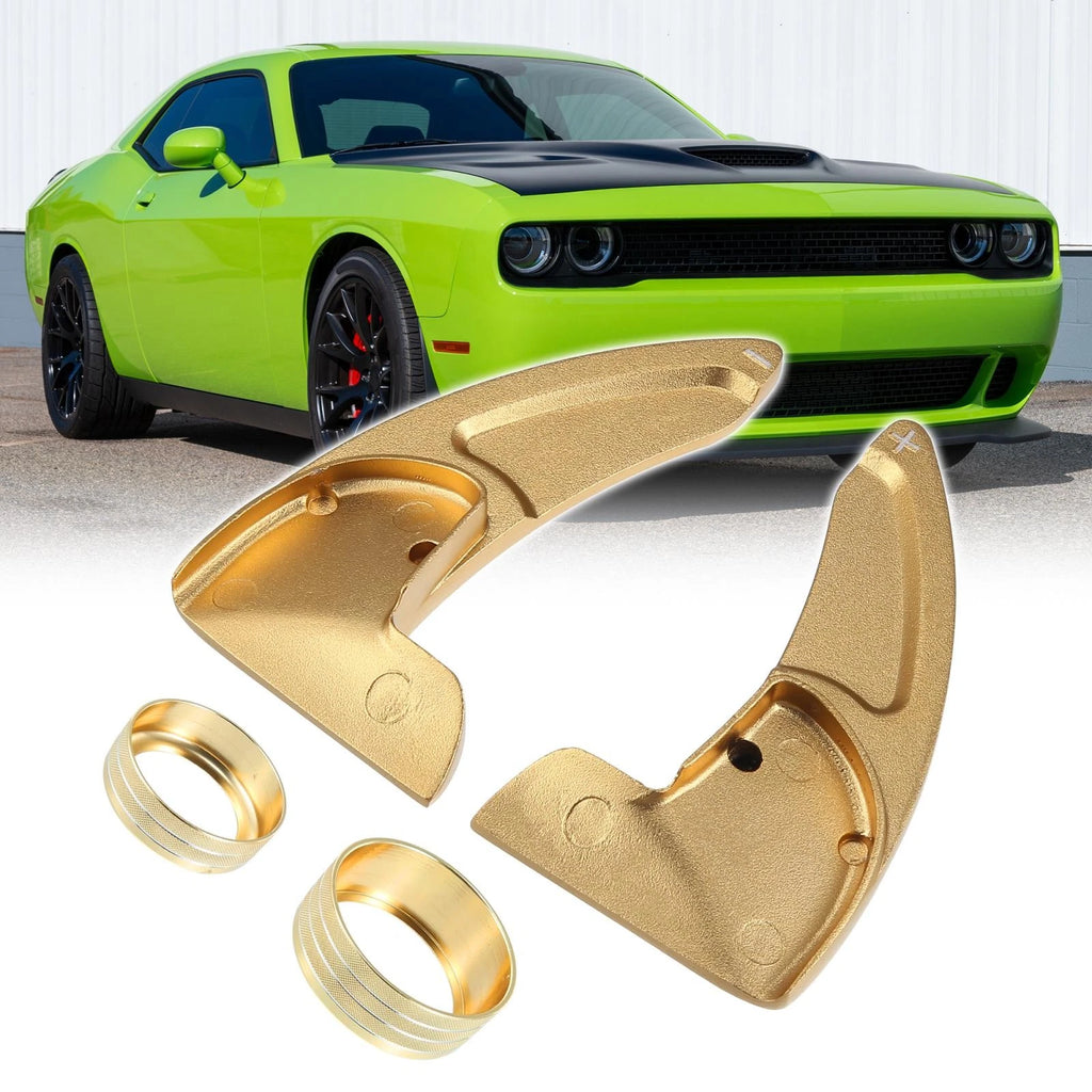 Gold Tone Inner Paddle Shifter AC Volume Knob Cover Ring Trim for Dodge Charger (2011–2023) 745065577943