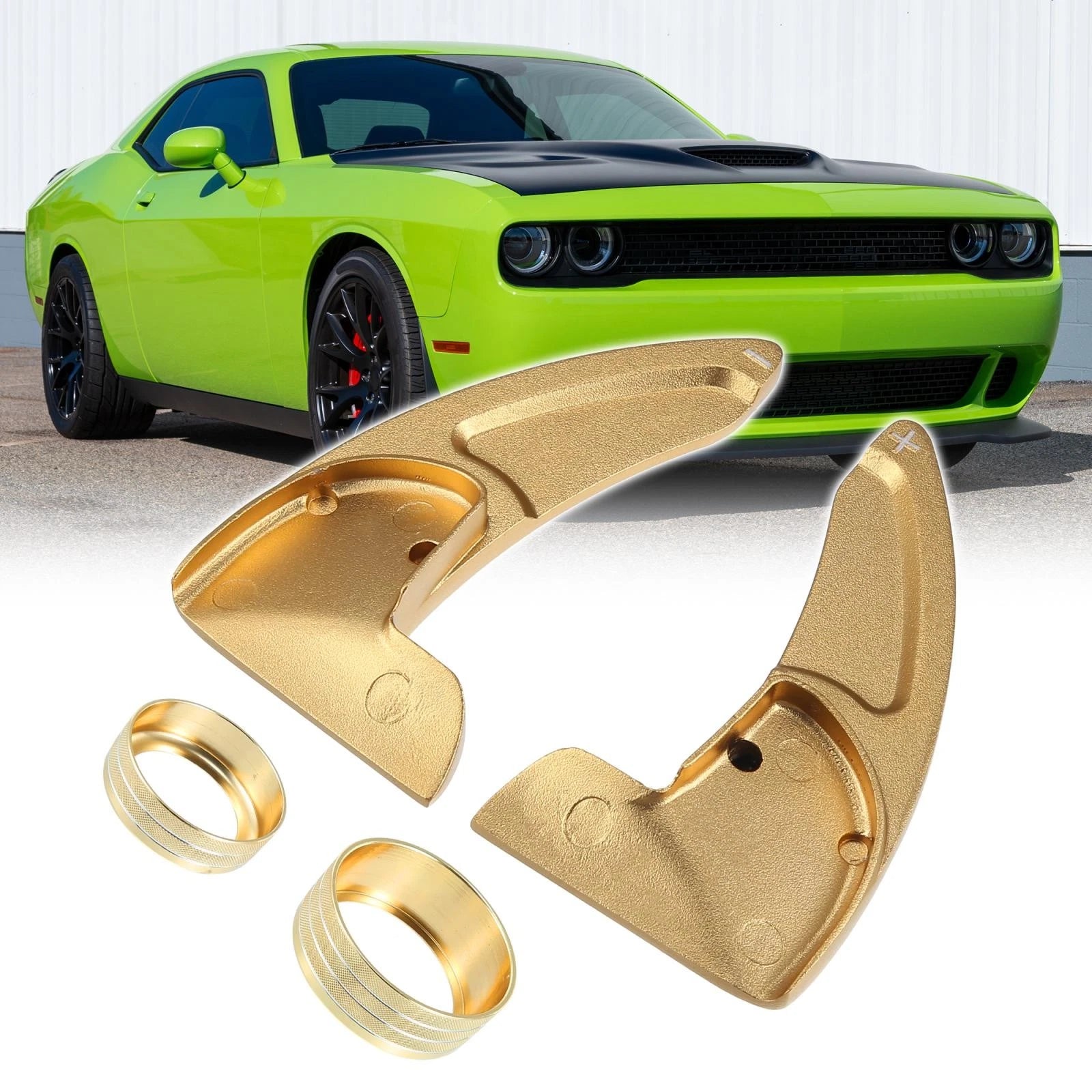 Gold Tone Inner Paddle Shifter AC Volume Knob Cover Ring Trim for Dodge Charger (2011–2023) 745065577943