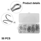 50pcs Dual Fishing Hooks Set with Box - 5 Sizes, Sharpened