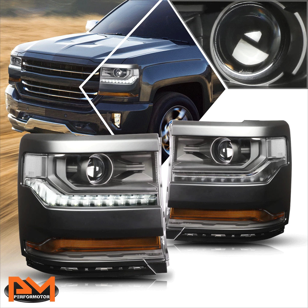 LED Strip Projector Headlight for Chevy Silverado 1500 (2016–2019)