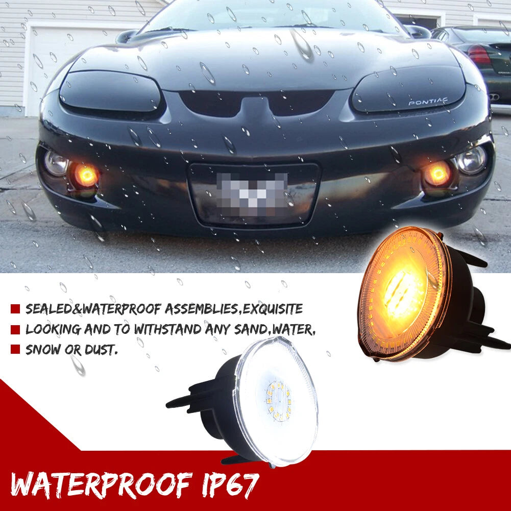 Clear Switchback LED Front Bumper DRL Signal Lights for Pontiac Firebird (1998–2002)