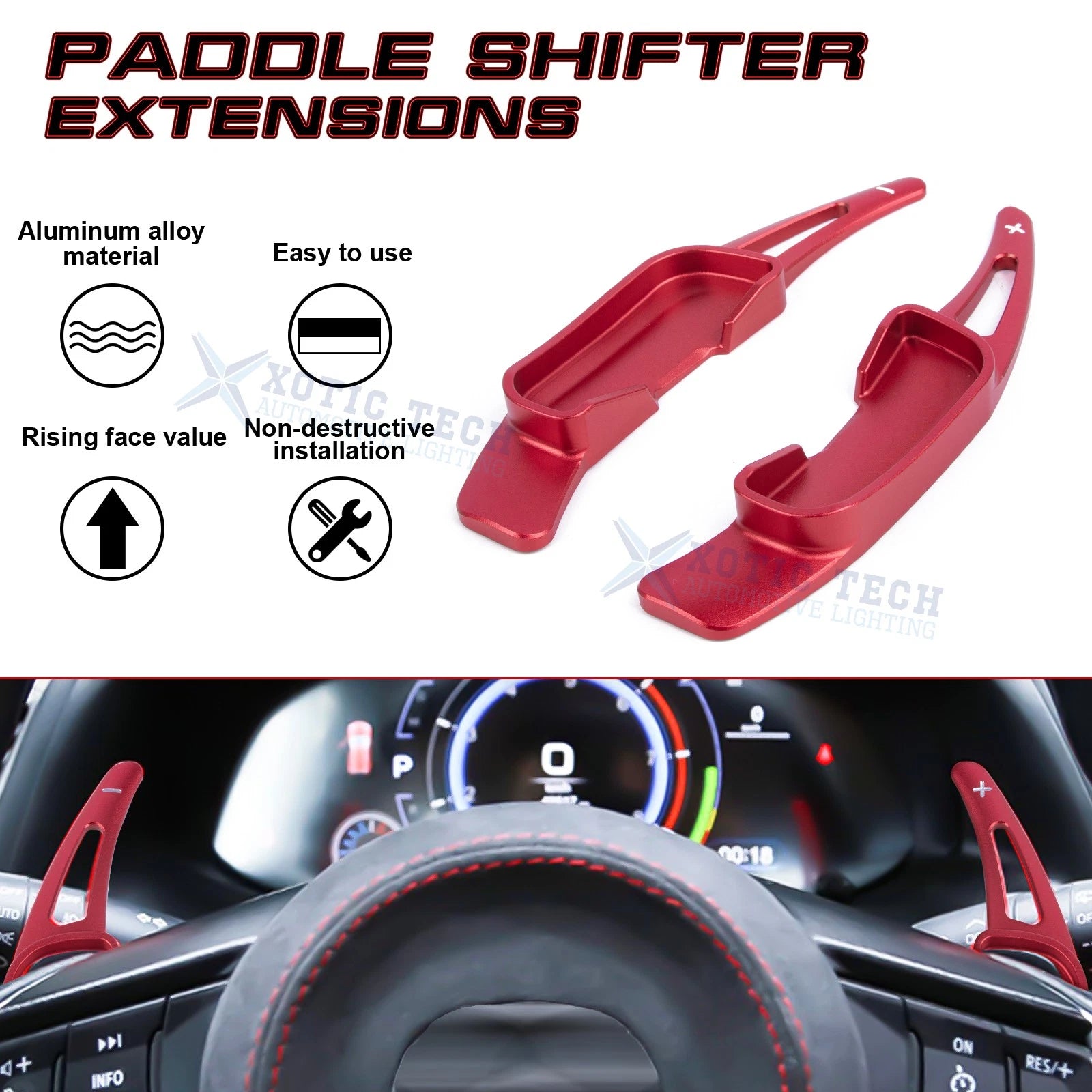 Red Aluminum Paddle Shifter Extension for Mazda (2014-2020)