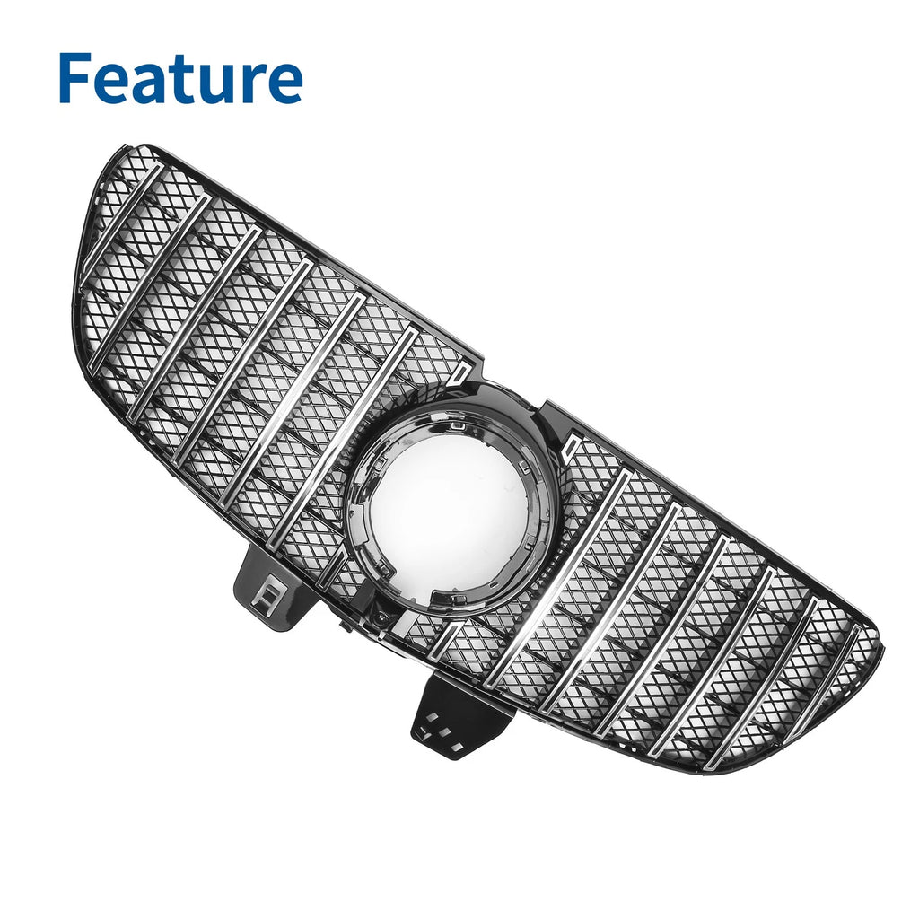Front Upper Bumper Grille for Mercedes-Benz V-Class (2020) Chrome Silver Tone