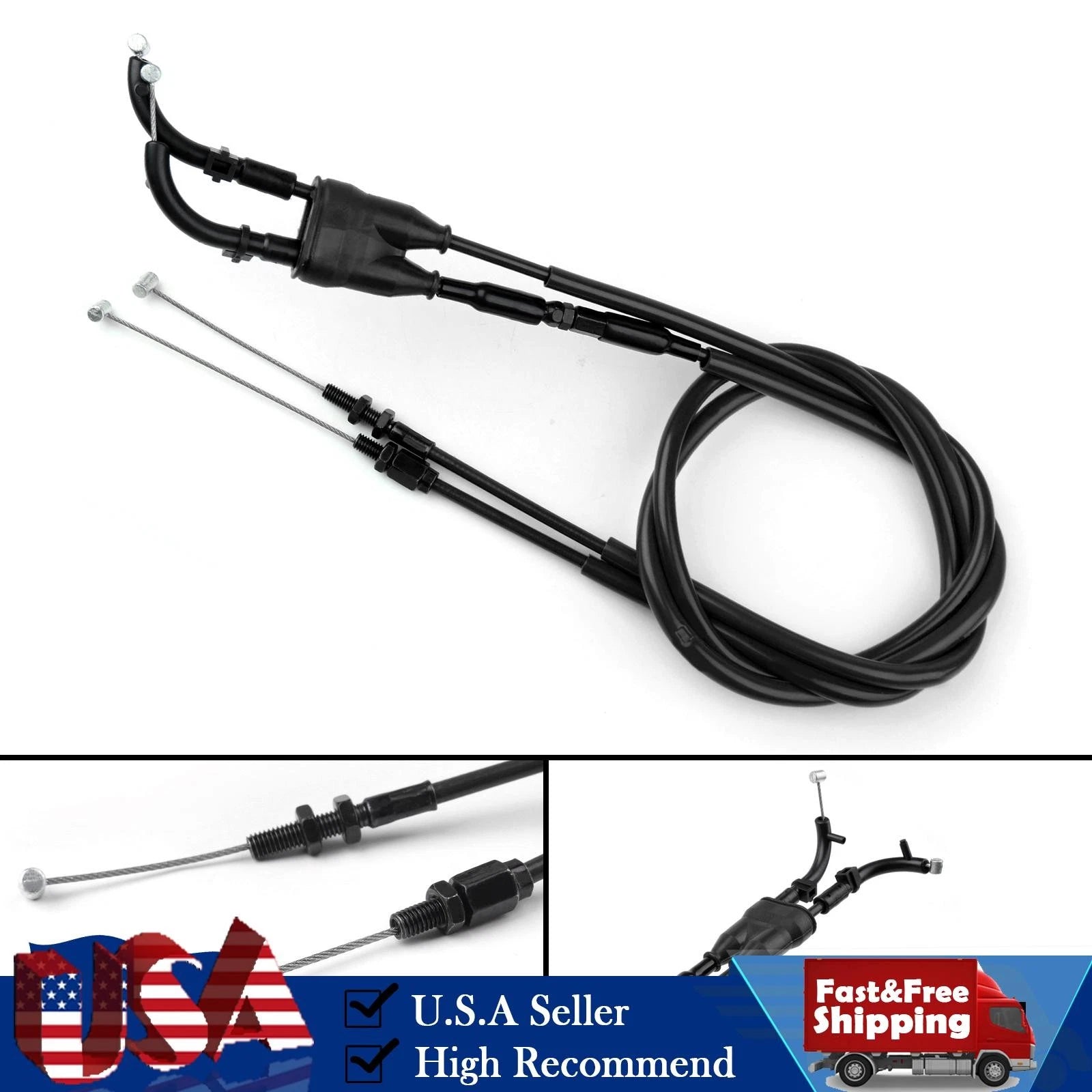 Throttle Cable for Yamaha MT-07 MT07 (2014–2021) - Push/Pull Wire Line, Black