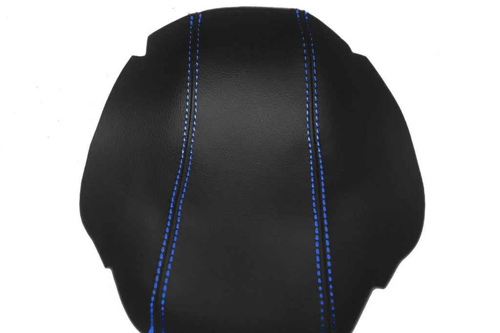 Leather Console Lid Armrest Cover for Ford Fiesta (2014–2019) Blue Stitch