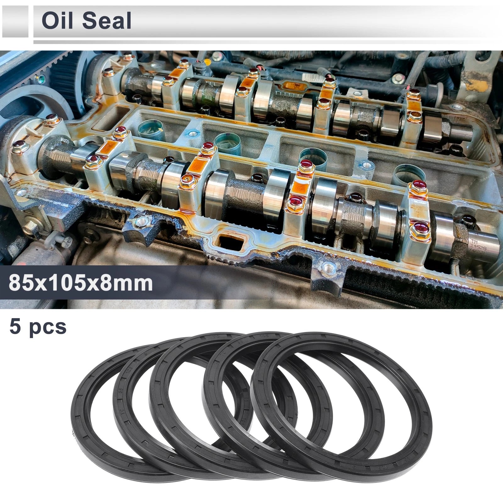 Set of 5 Oil Seal Rotary Shaft Seal Nitrile Rubber 85x105x8mm