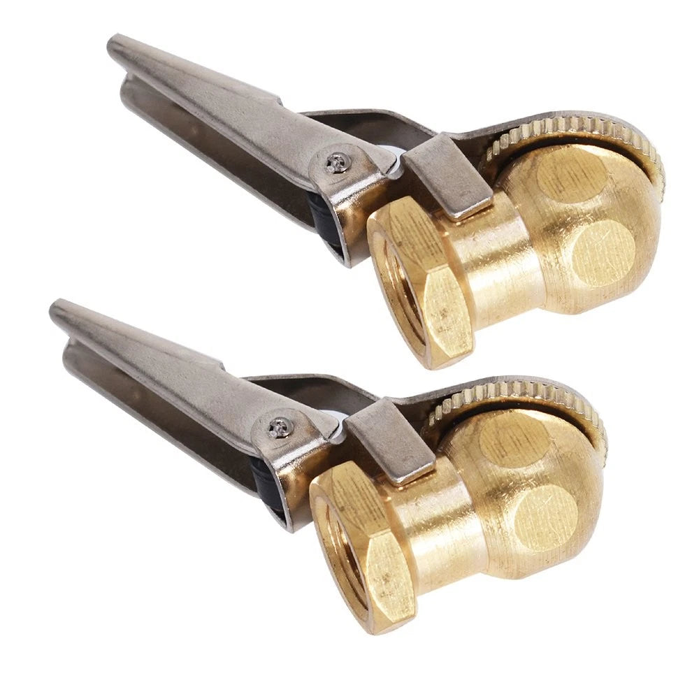 2X Brass Lock On Tire Inflator Air Chuck for Air Hose 1/4" NPT
