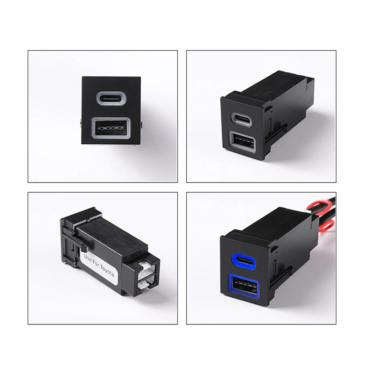 USB-C PD + USB-A QC3.0 Charger Kit for Toyota Corolla Cross (2022–2023) RAV4 (2018–2024)