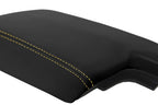 Leather Console Armrest Cover for Subaru Crosstrek (2018–2020) Black Yellow Stitch