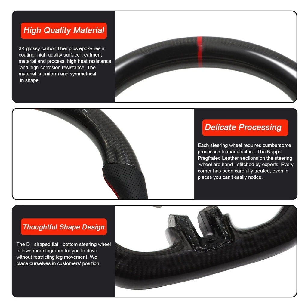 Real Carbon Steering Wheel for Ford Mustang Shelby GT350 (2015–2017)