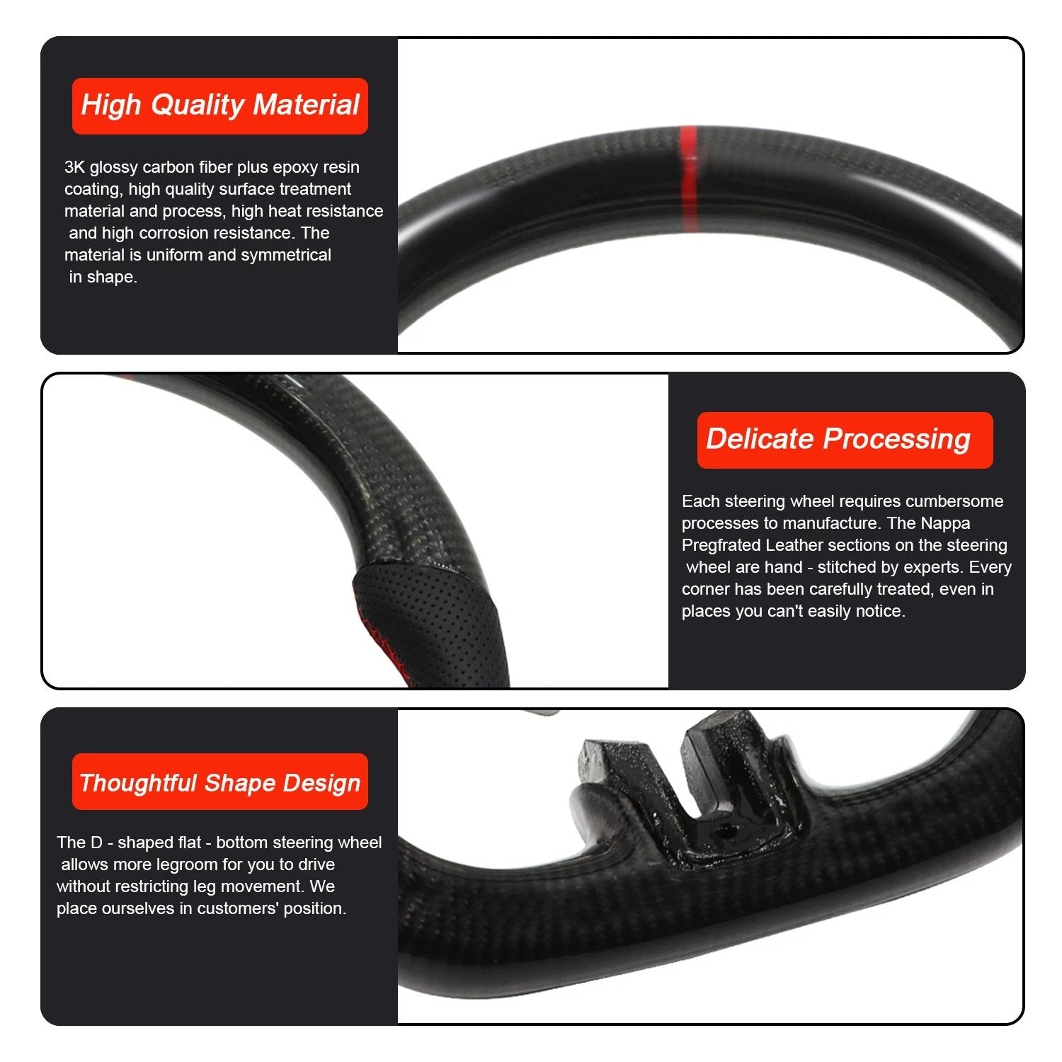 Real Carbon Steering Wheel for Ford Mustang Shelby GT350 (2015–2017)