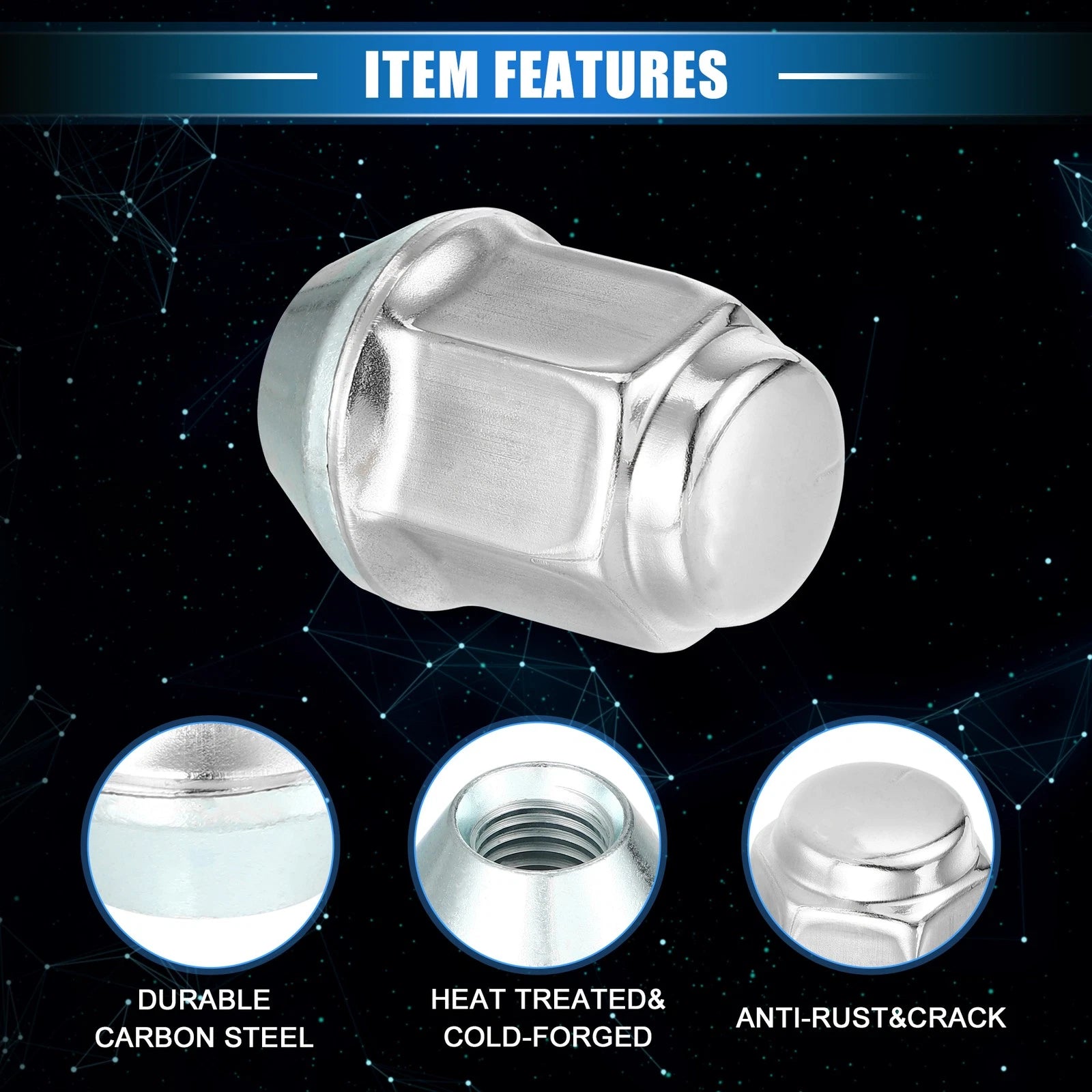 20 Pcs M12x1.5 Wheel Lug Nut for Ford Focus, Dodge Grand Caravan (No. 6509769AA)