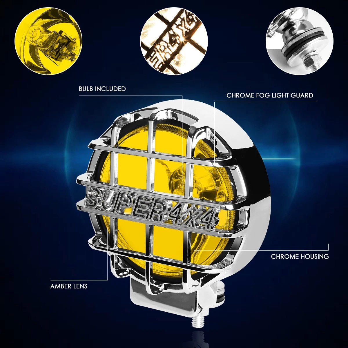 6" Yellow Lens Fog Light for Universal Offroad Applications