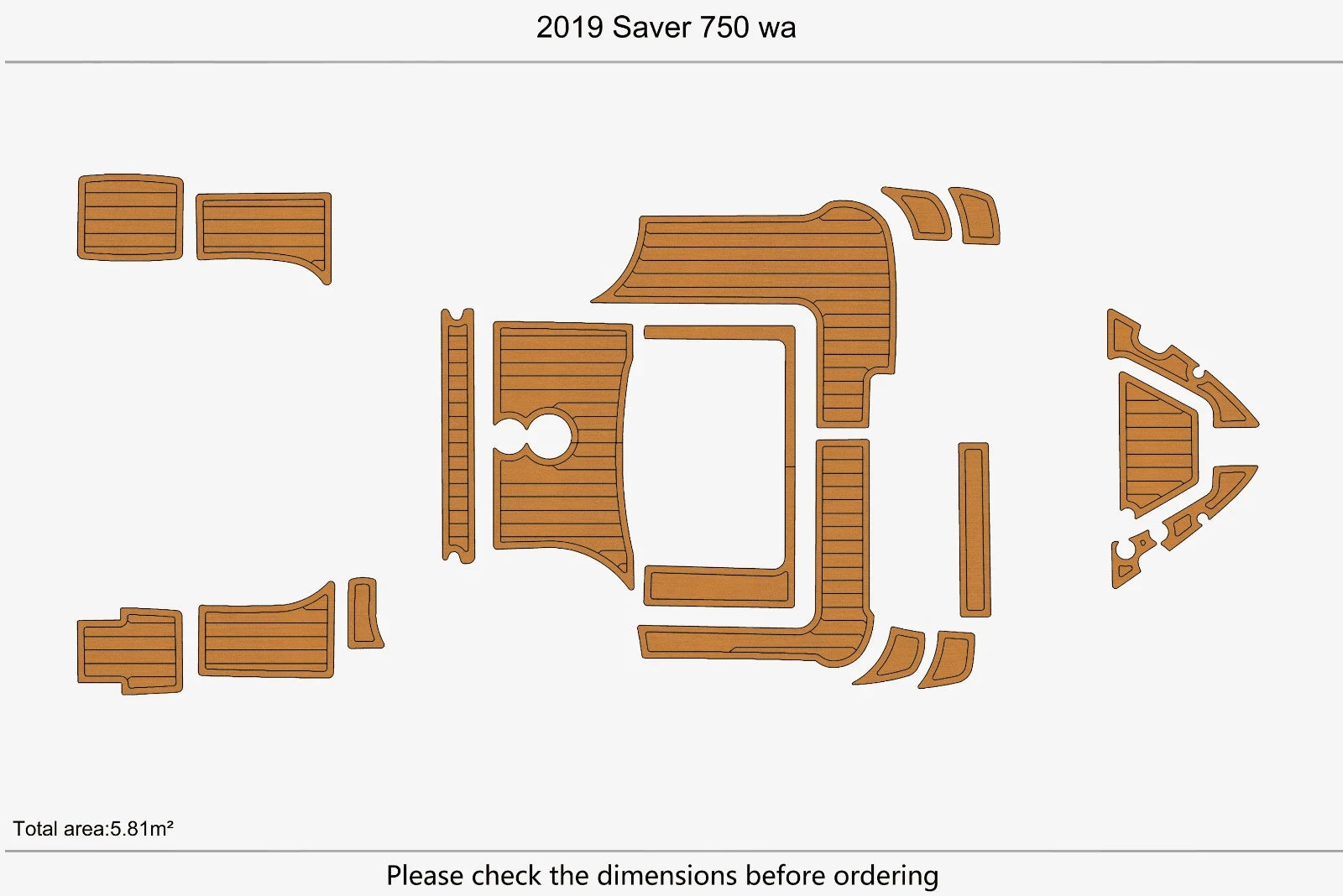 EVA Pads for Saver 750 WA Cockpit Swim Platform (2019) - Teak Faux Flooring Mat