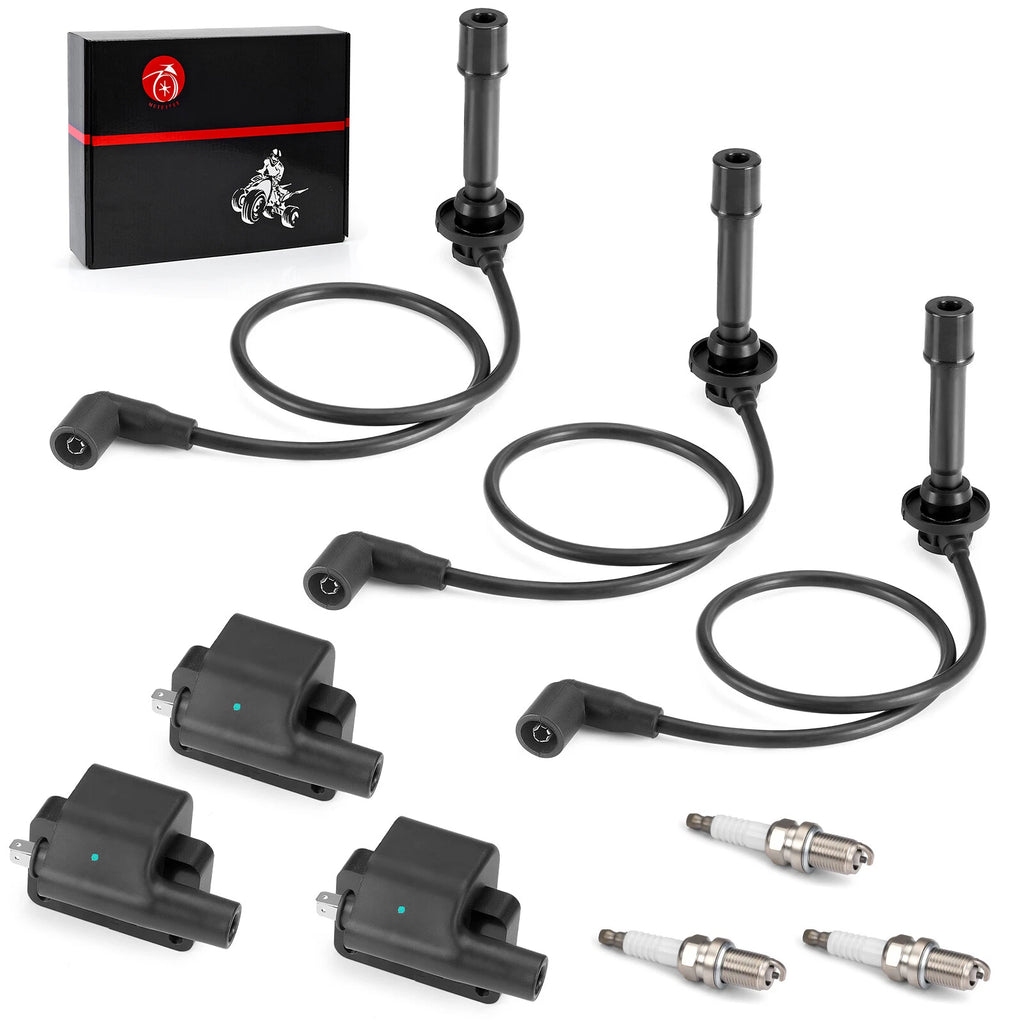 3X Ignition Coil Spark Plug Wire for Kawasaki KAF820 Mule PRO-FX (2016–2020)