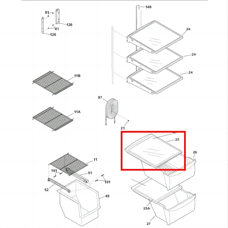Refrigerator Upper Crisper Pan Cover for Crosley Frigidaire (240350702, AP2115959)