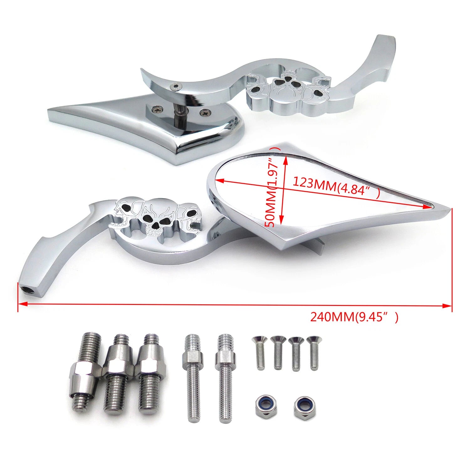 Chrome Billet Skull Blade Mirror for Honda CBR600 (1997–2006)