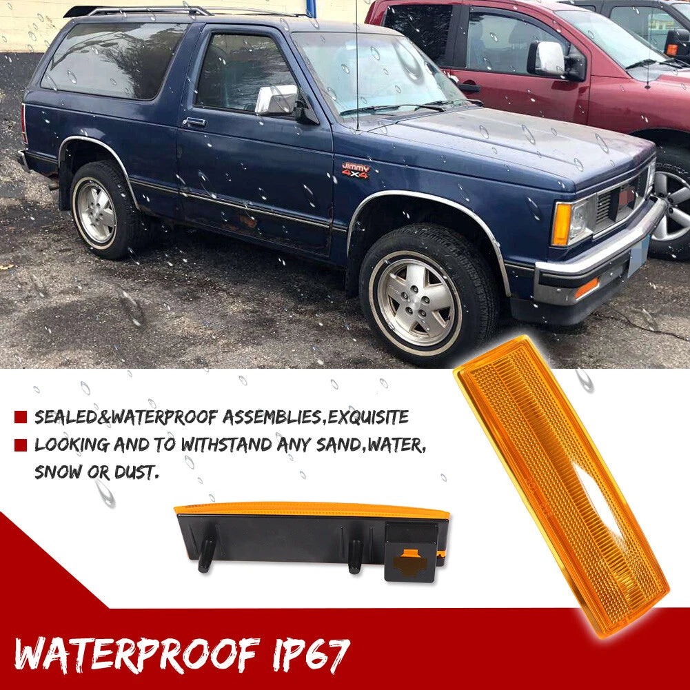 2X Amber Lens Side Corner Marker Lights for Chevy S10 GMC Jimmy S15