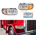 Pair LED Headlights with Dual Function Halo for Peterbilt 388 389 567 (2010–2016)