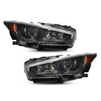 Set of 2 JDM Black LED Headlights for Infiniti Q50 (2014–2022) w/o AFS