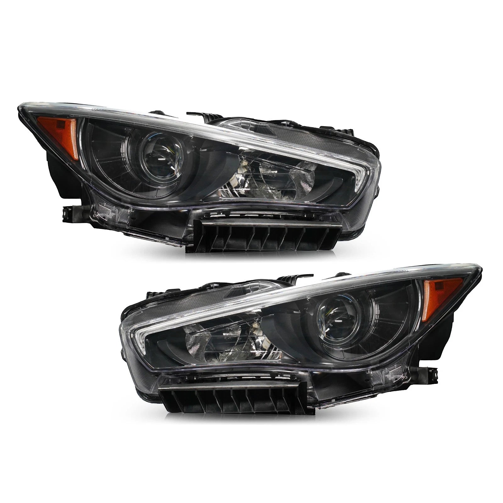 Set of 2 JDM Black LED Headlights for Infiniti Q50 (2014–2022) w/o AFS