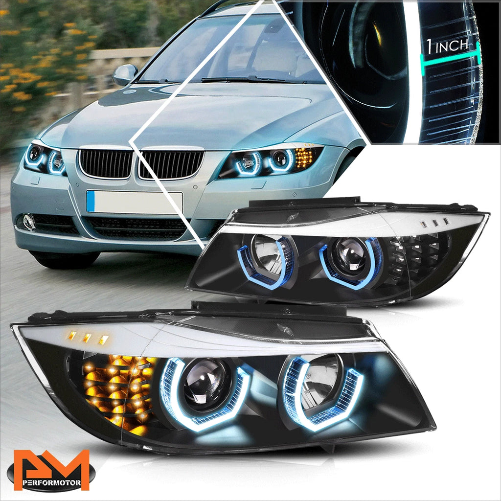 Blue LED 3D Crystal U-Halo Projector Headlight for BMW E90 3-Series (2009–2012)