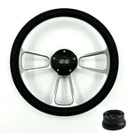 Polished Leather Steering Wheel Black Horn for 1974–1994 Chevy Truck