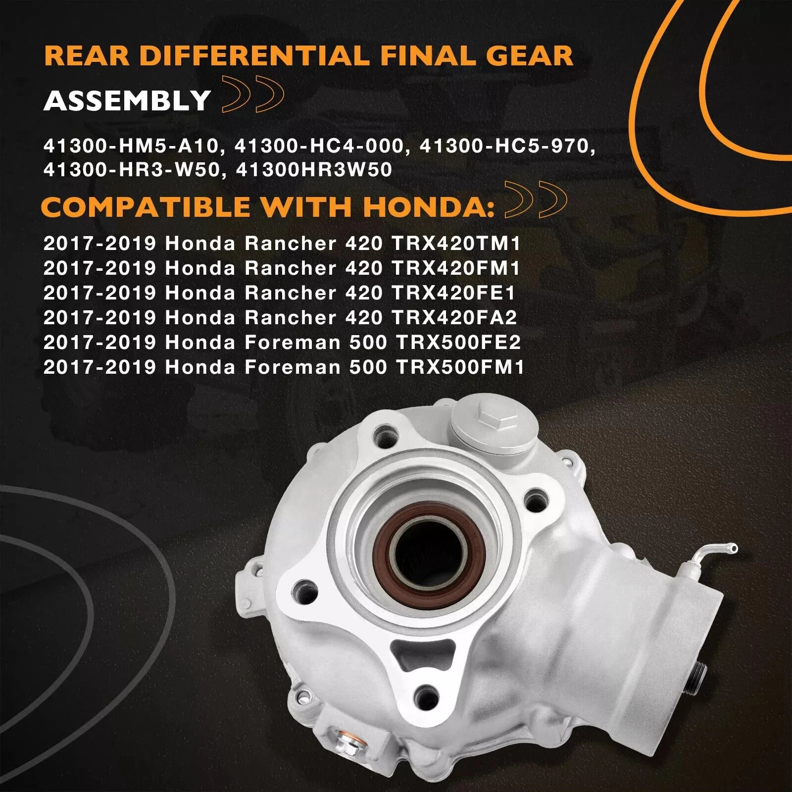 Rear Differential for Honda Rancher TRX420, Foreman TRX500 (2017–2019) 41300-HR3-W50