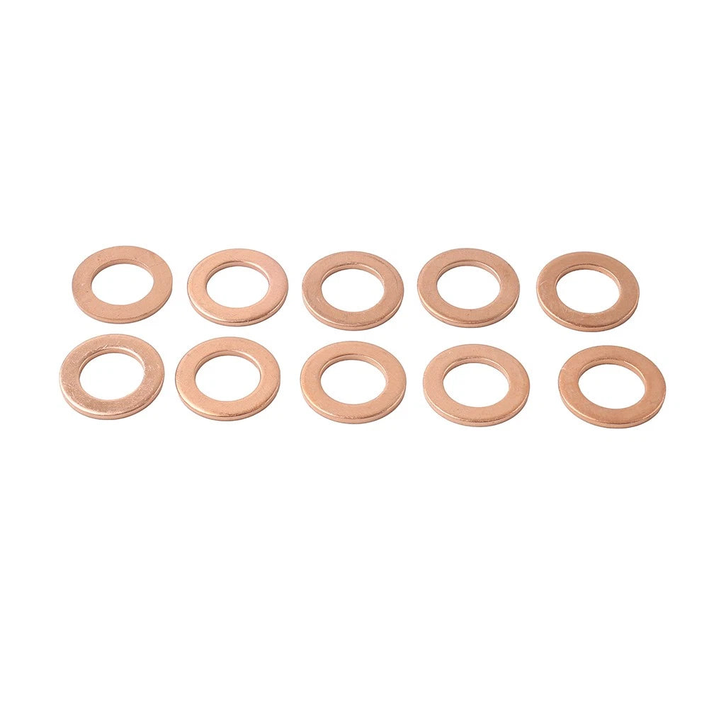 10Pcs Copper Oil Drain Plug Gasket Crush Washer Seal for Universal Fit